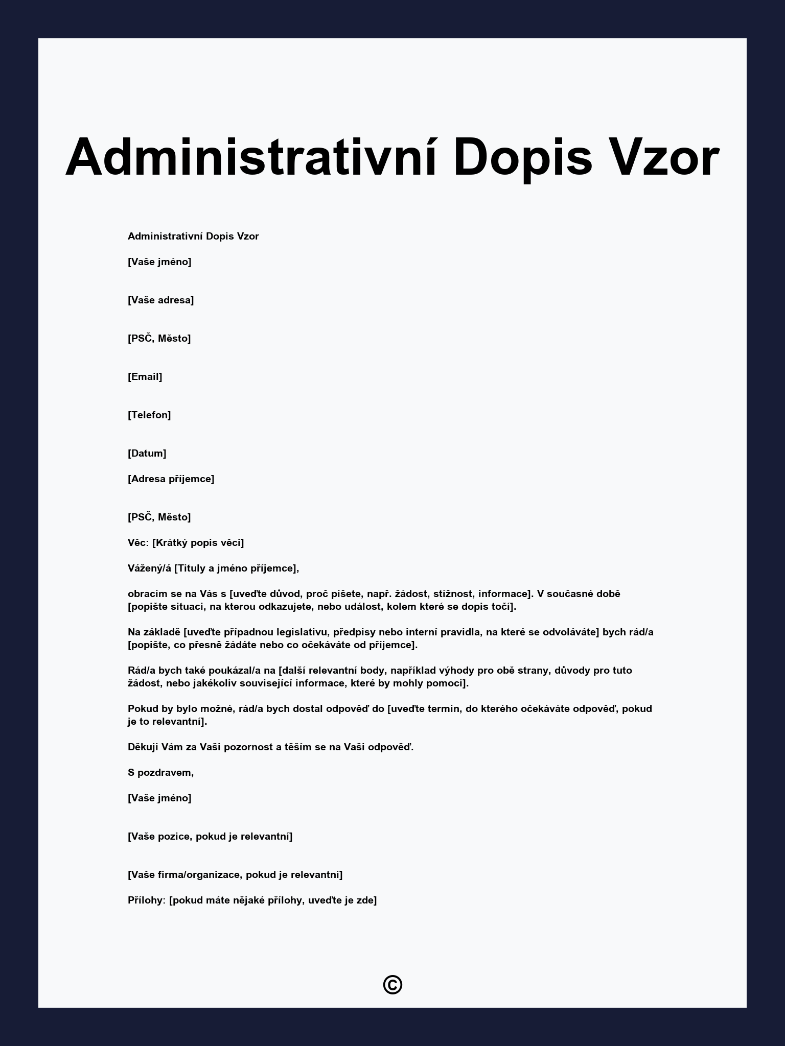 Administrativní Dopis Vzor