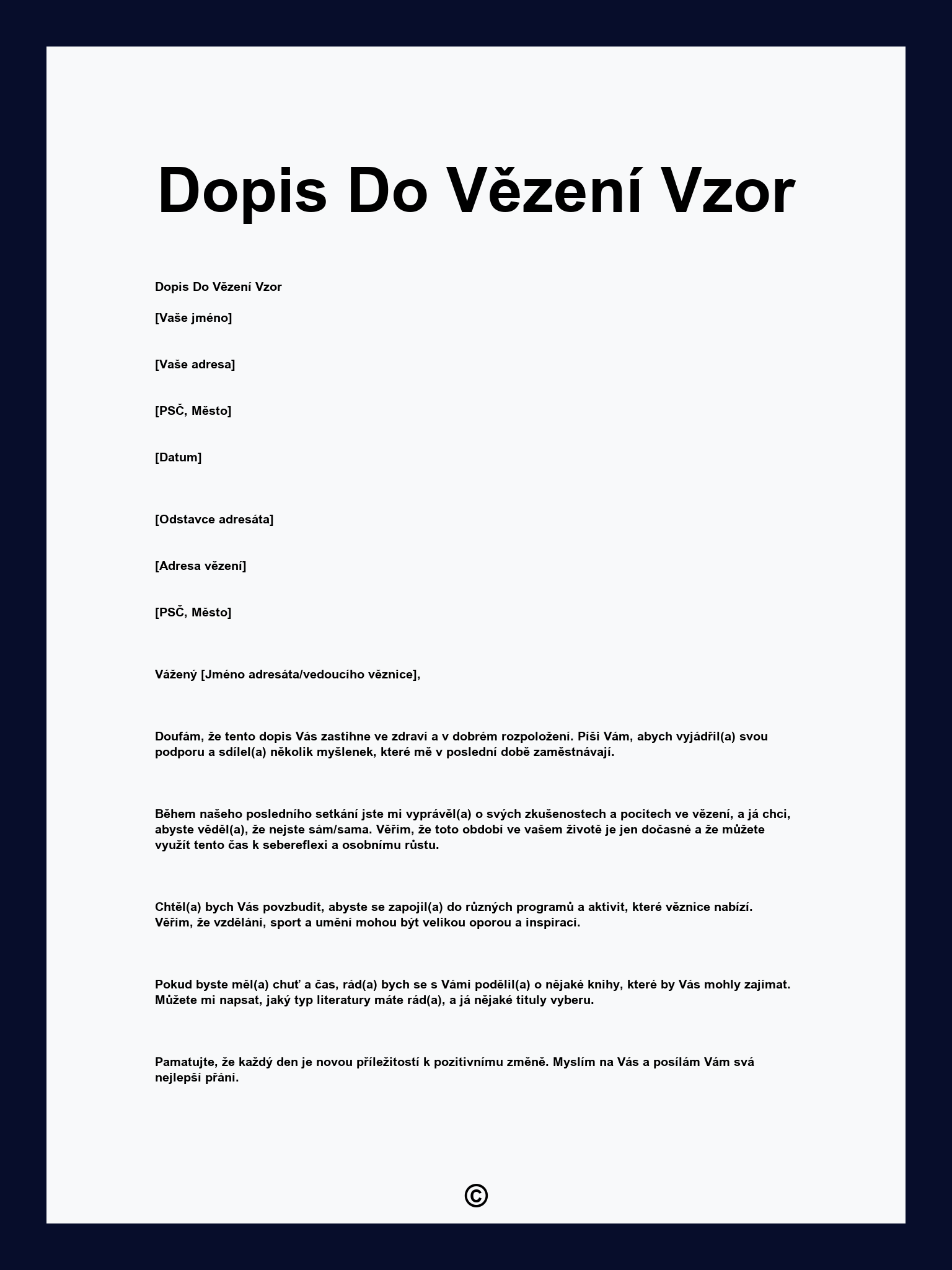 Dopis Do Vězení Vzor