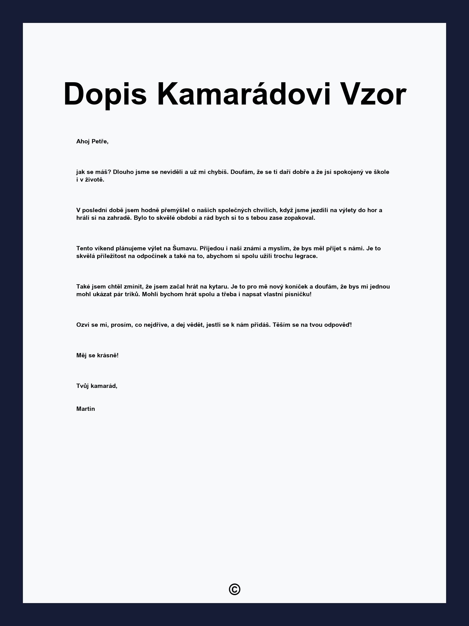 Dopis Kamarádovi Vzor