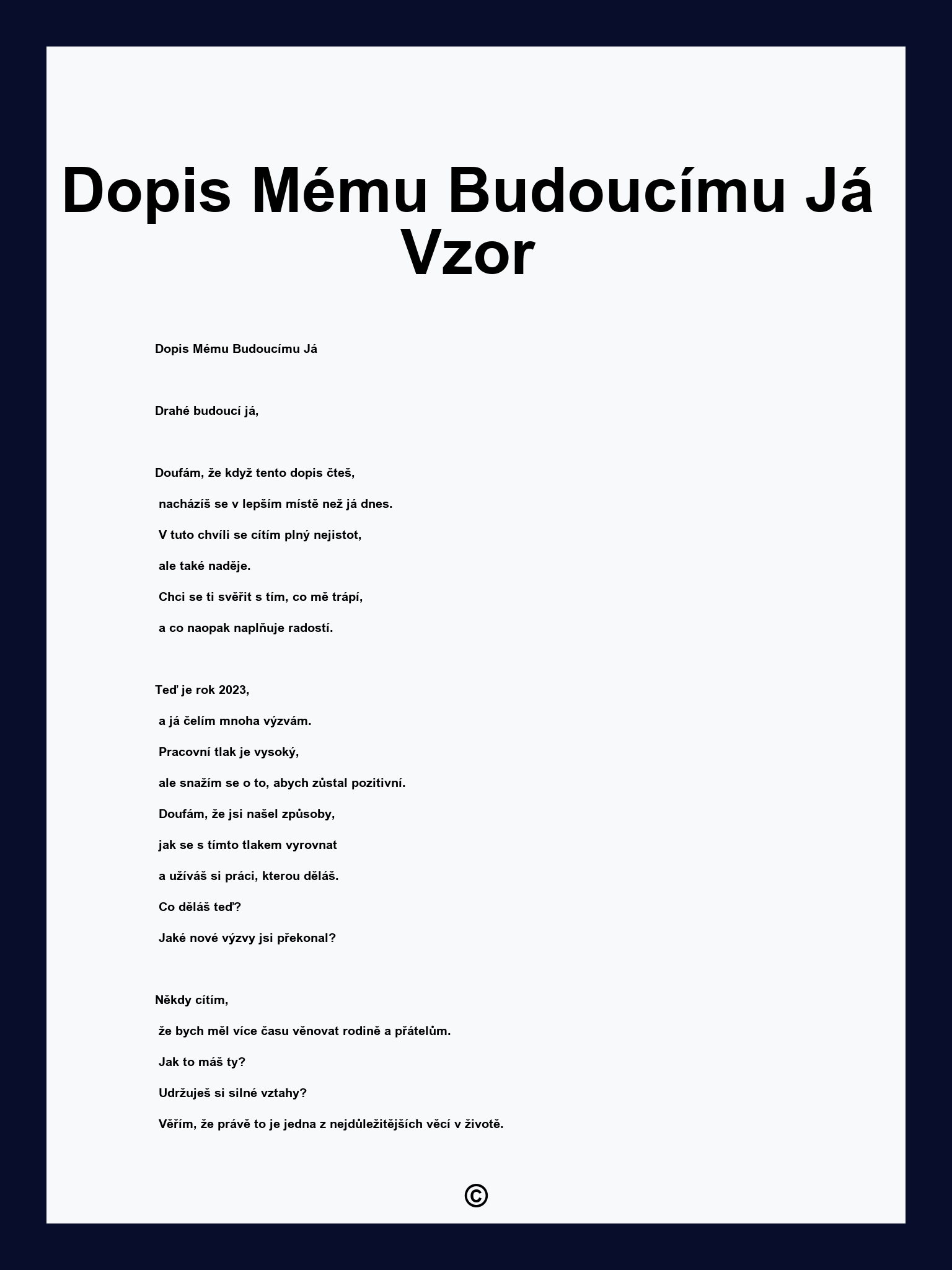 Dopis Mému Budoucímu Já Vzor