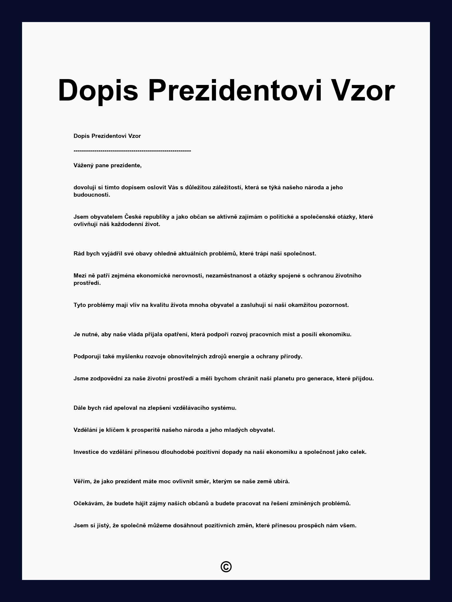 Dopis Prezidentovi Vzor