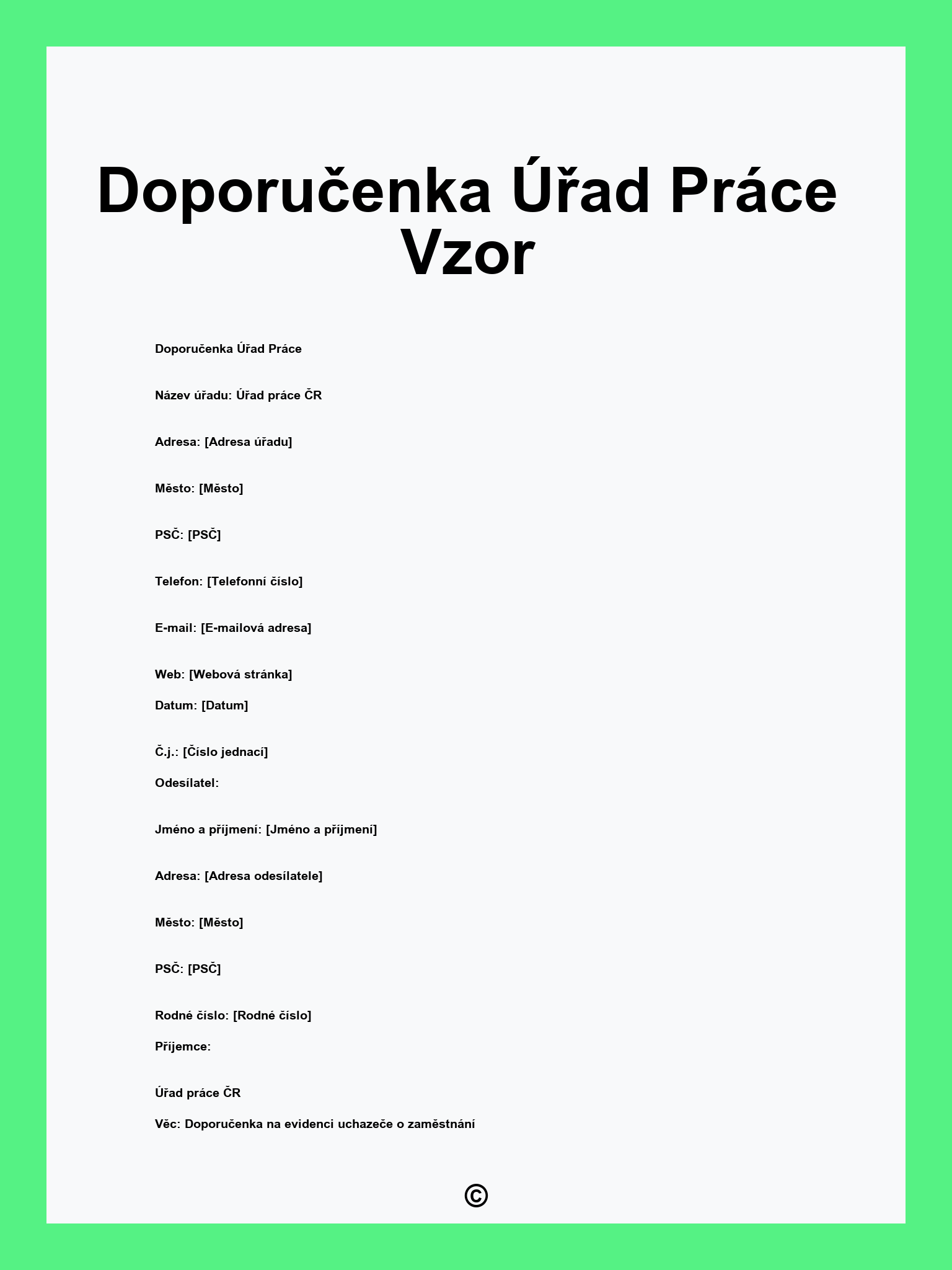 Doporučenka Úřad Práce Vzor
