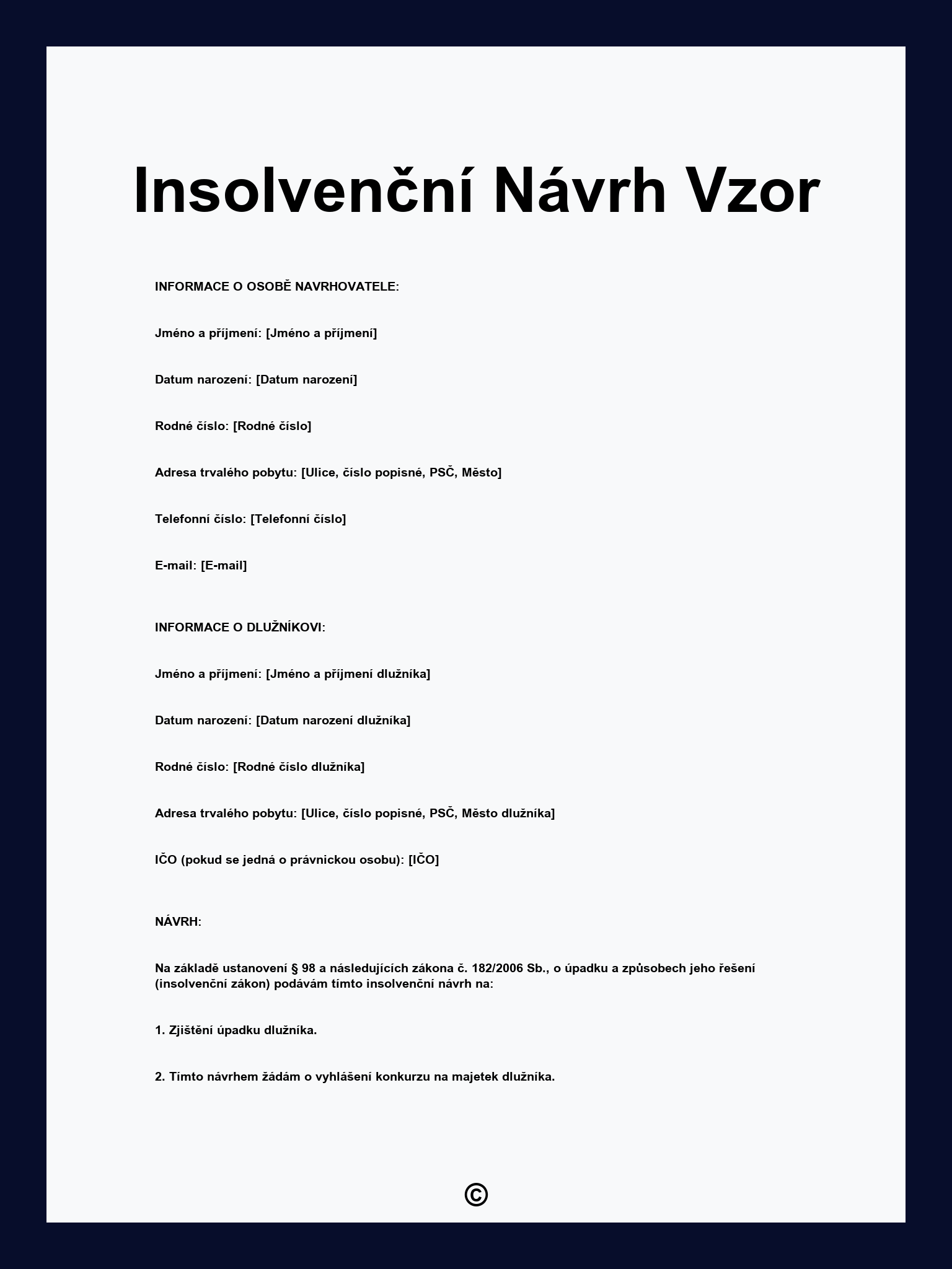 Insolvenční Návrh Vzor