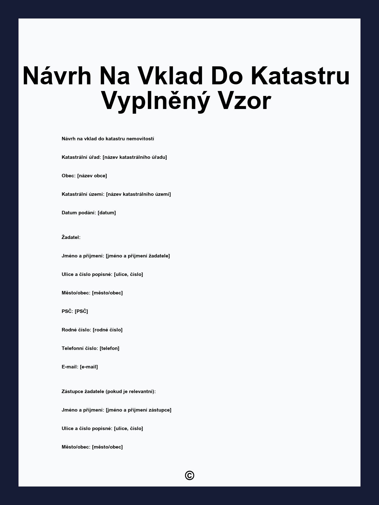 Návrh Na Vklad Do Katastru Vyplněný Vzor