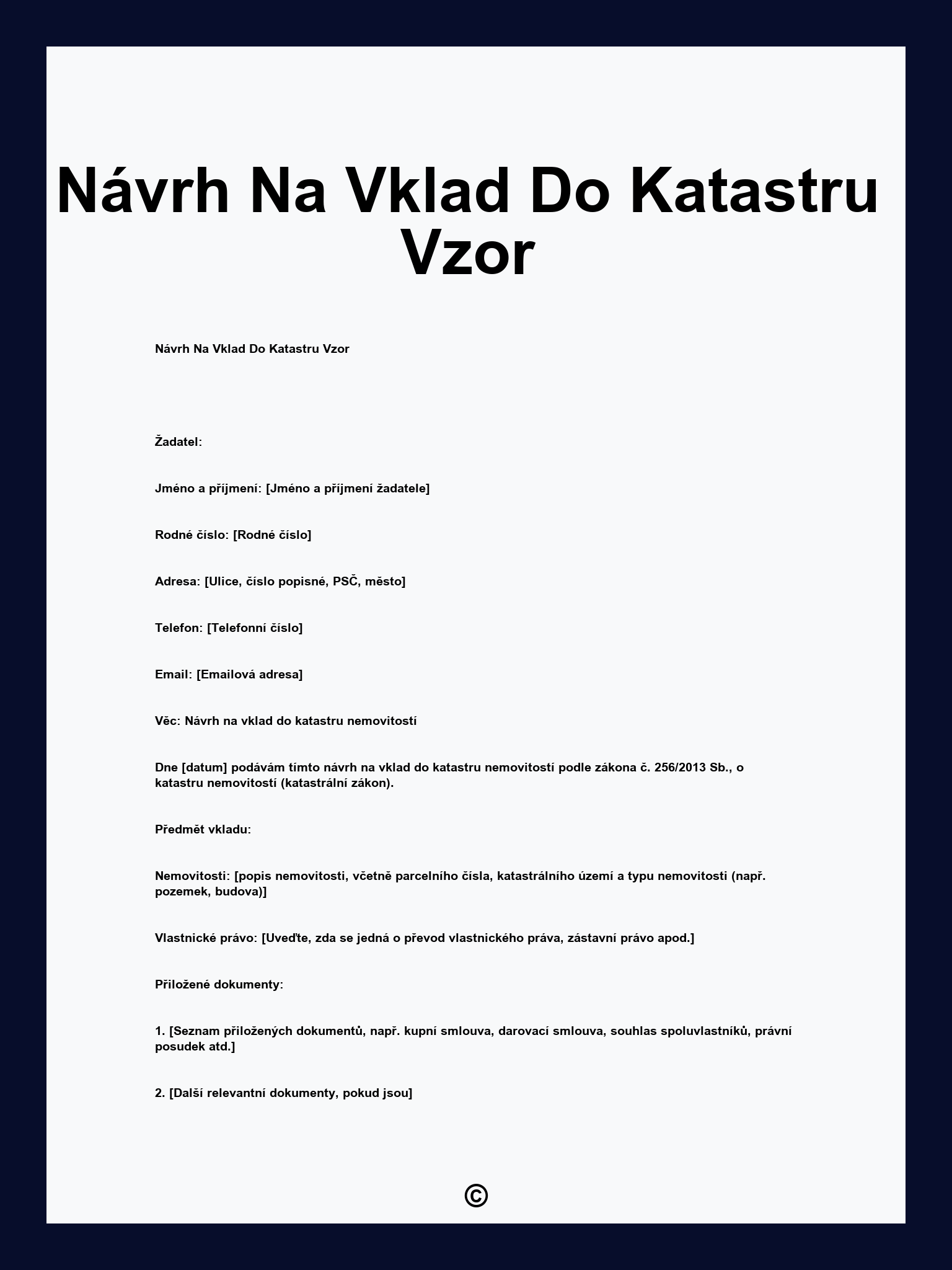 Návrh Na Vklad Do Katastru Vzor