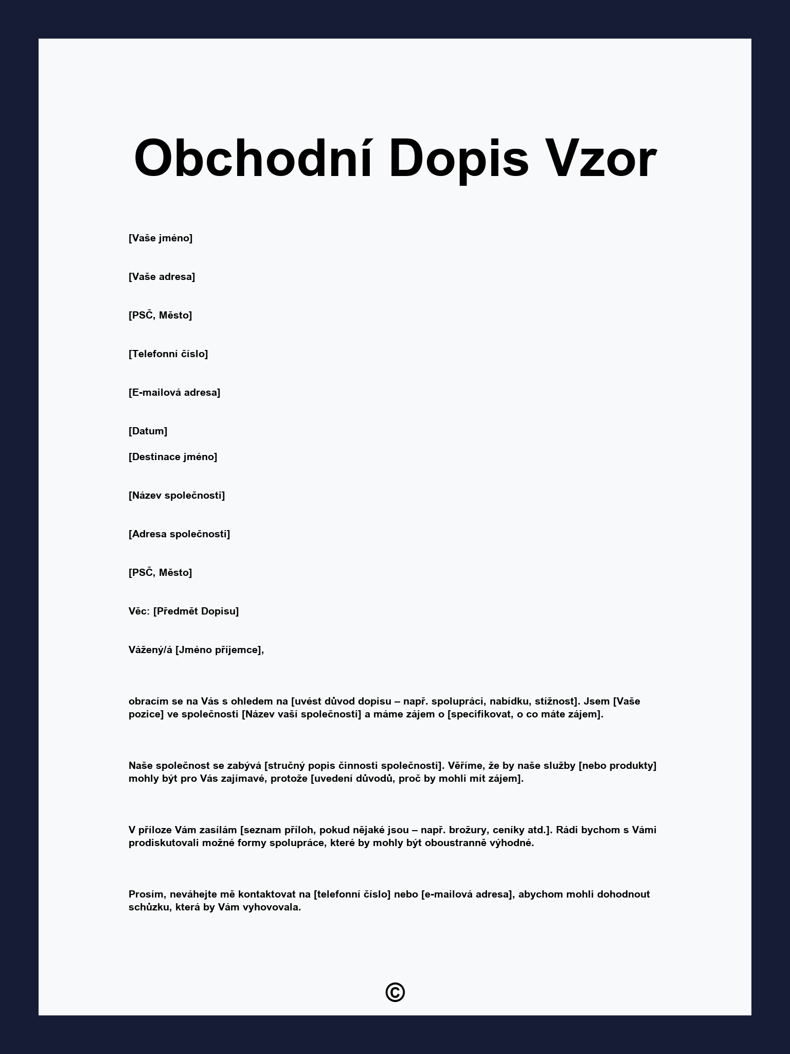 Obchodní Dopis Vzor