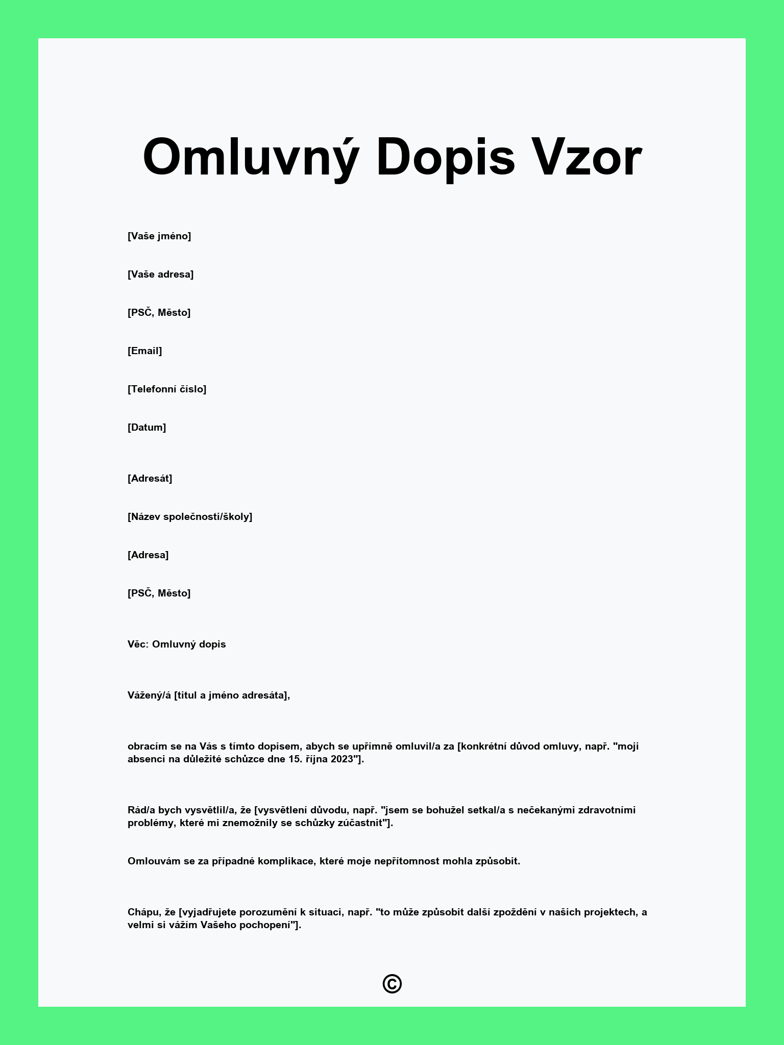 Omluvný Dopis Vzor
