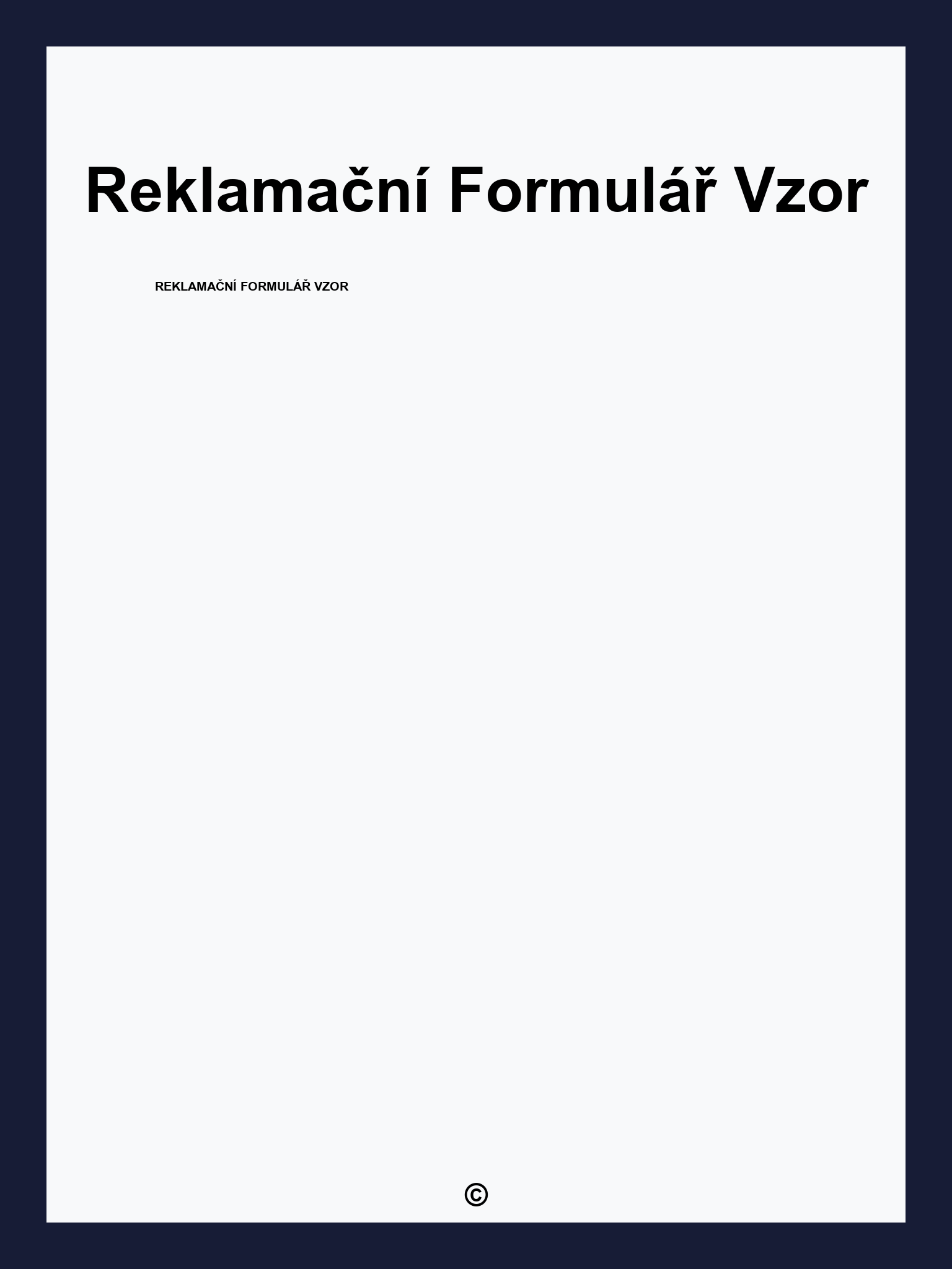 Reklamační Formulář Vzor