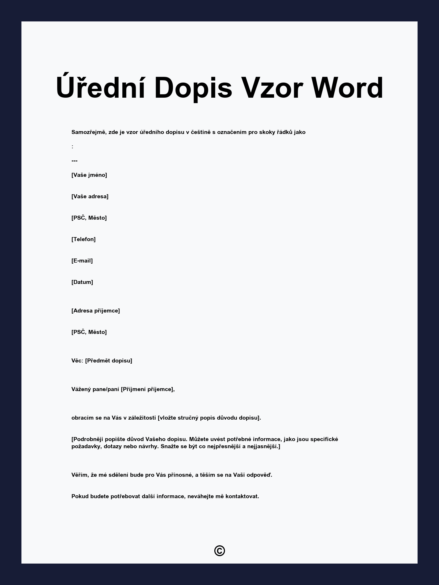 Úřední Dopis Vzor Word