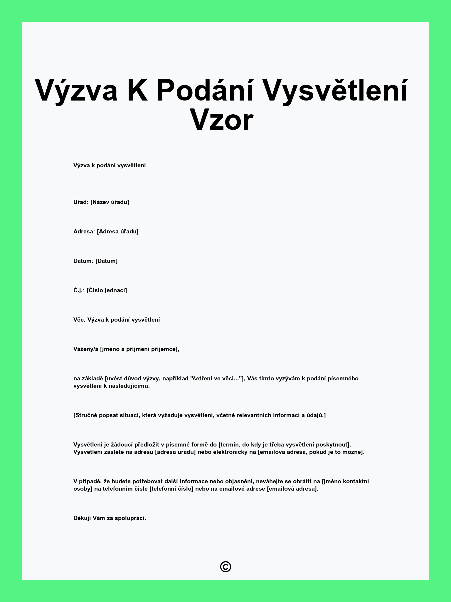 Výzva K Podání Vysvětlení Vzor