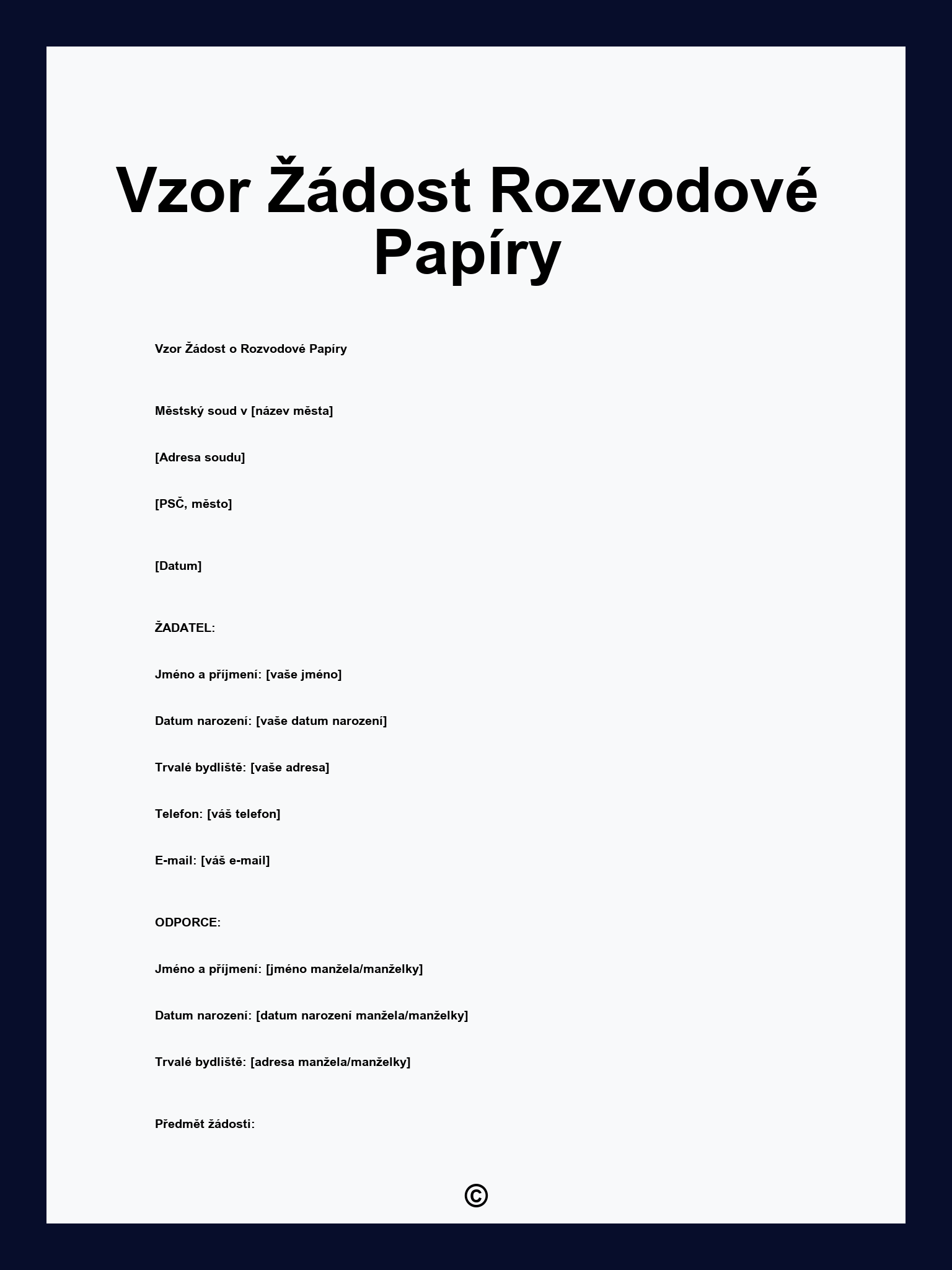 Vzor Žádost Rozvodové Papíry