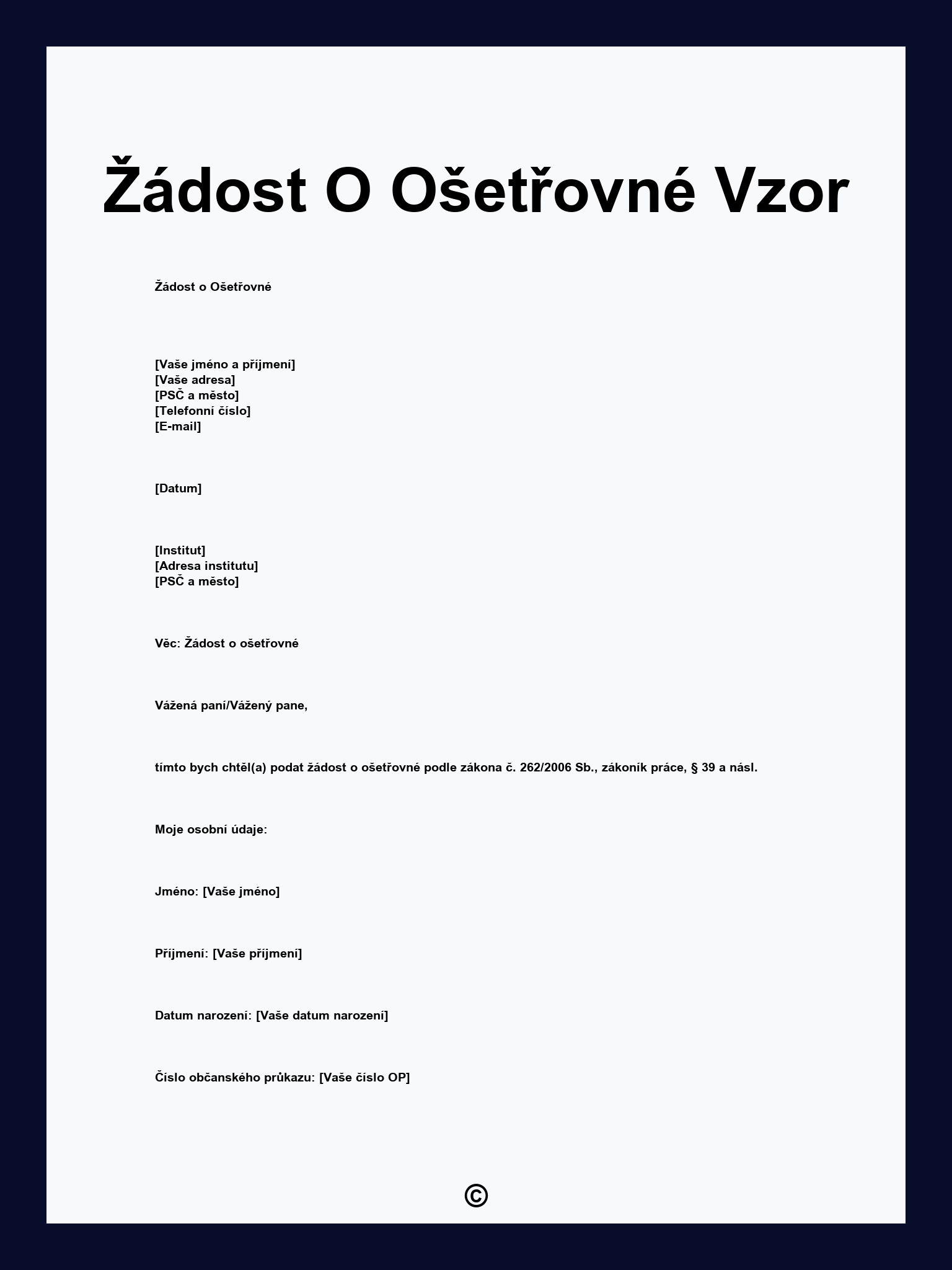 Žádost O Ošetřovné Vzor