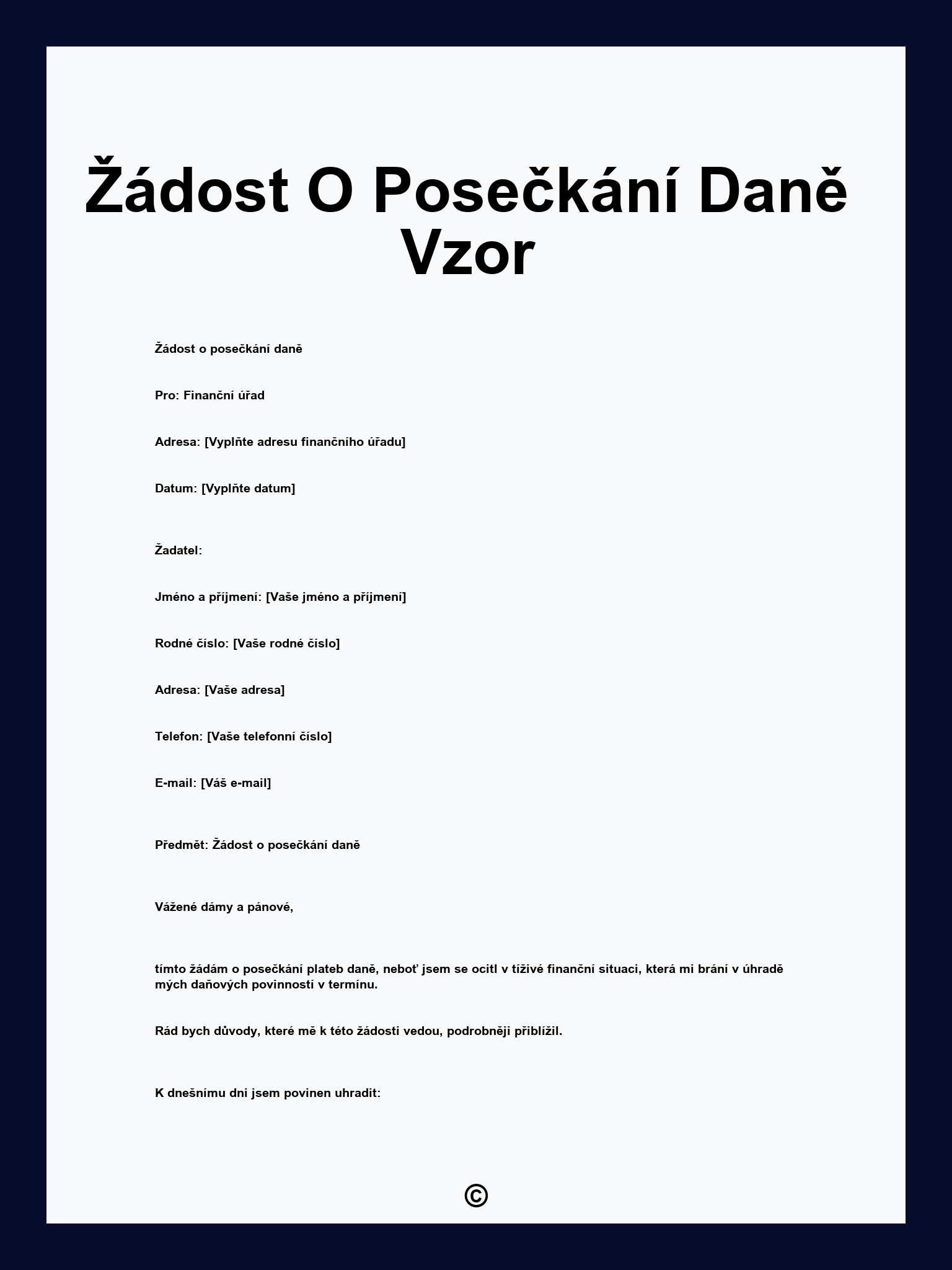 Žádost O Posečkání Daně Vzor