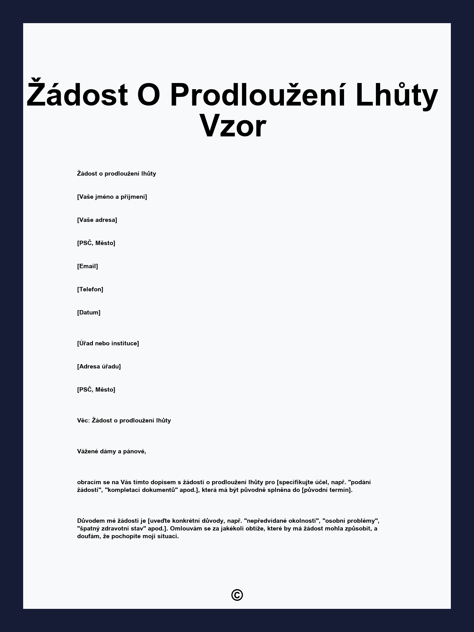 Žádost O Prodloužení Lhůty Vzor