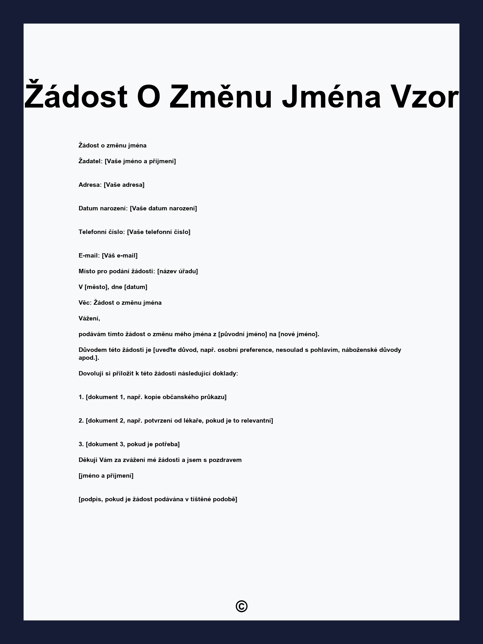 Žádost O Změnu Jména Vzor