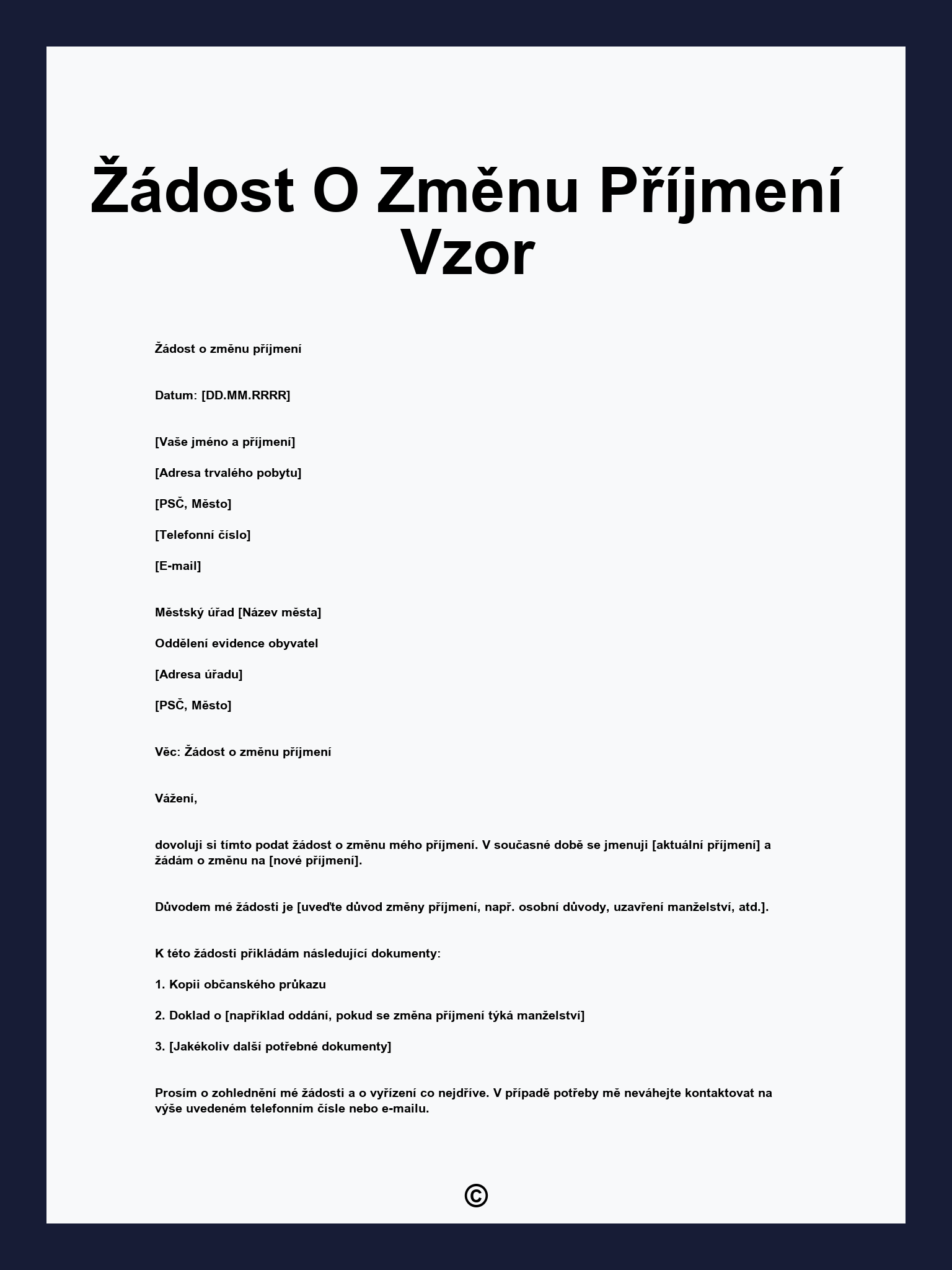 Žádost O Změnu Příjmení Vzor